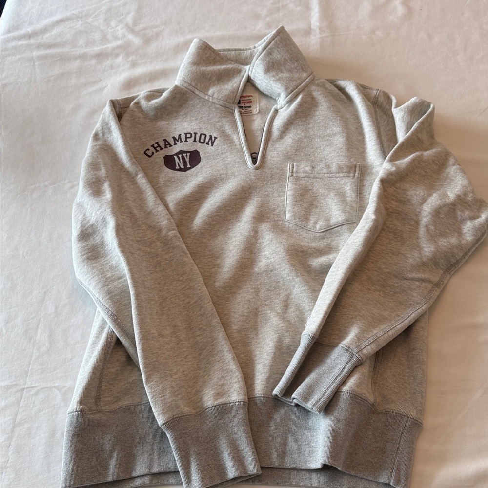 Todd Snyder x Champion Light Gray Men's Zip-Up Sweatshirt